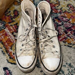 White high top platform converse